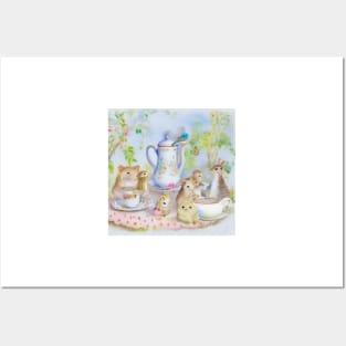 Cute tea party, children illustration Posters and Art